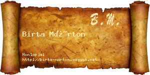 Birta Márton névjegykártya