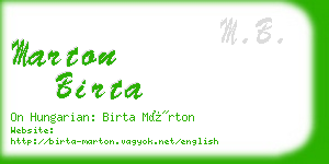 marton birta business card